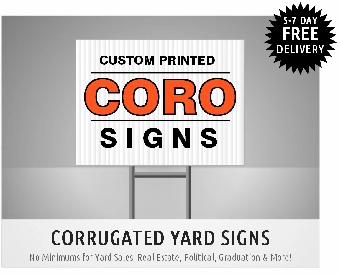 18" H x 24" W Yard Real Estate or Political Signs 4mm-Corrugated - In Sets of 10 signs