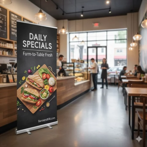 Retractable Banner Stand - One Day Production - Free Overnight Delivery to all of Hawaii