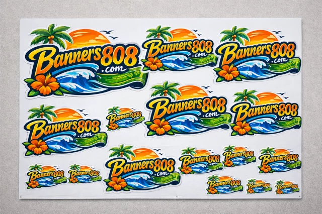 Contour Cut UV Custom Stickers - Any Size on 12 inch by 24 inch Sheets